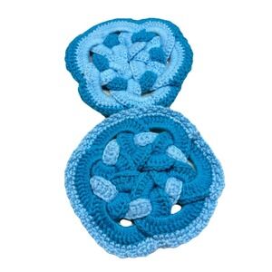 Vintage Lot of 2 Handmade Hot Pads Trivets Crocheted Pot Holder Wall Hangings